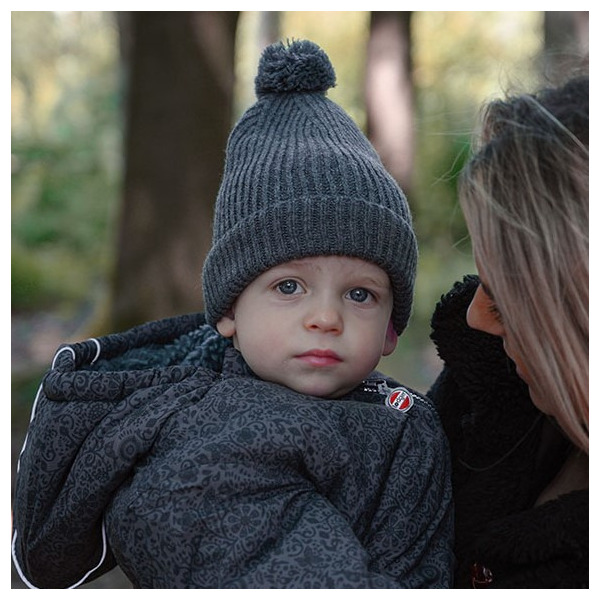 CZAPECZKA Z WEŁNY MERINO dla dziecka 1-2 lata Grafitowa Pigeon