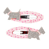 BROKATOWY PIES różowe spinki do włosów 2 szt.