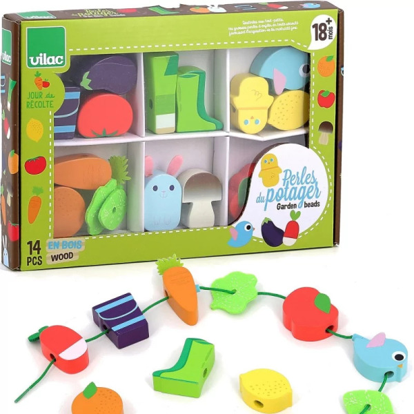 WARZYWA drewniana nawlekanka