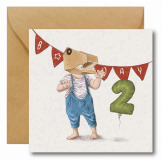 Z BALONEM kartka okolicznościowa na drugie urodziny