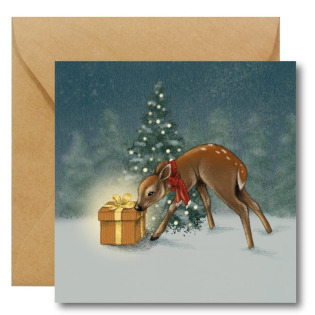 SARENKA Z PREZENTEM kartka świąteczna okolicznościowa na Boże Narodzenie Hi Little