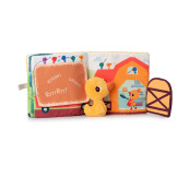 NA FARMIE miękka książeczka aktywizująca z mini-przytulanką Kaczorek Gaspard Lilliputiens 18m+