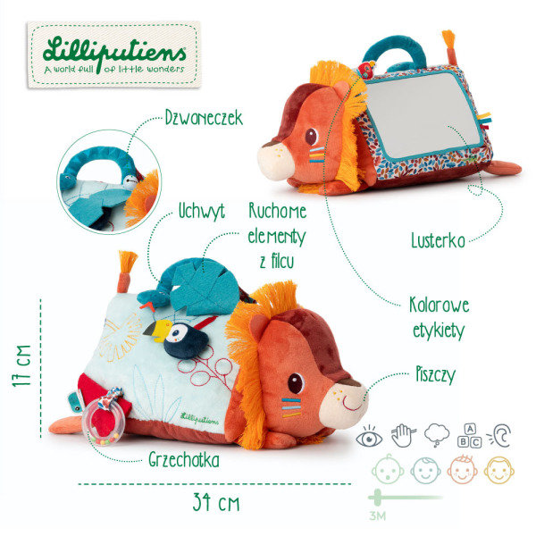 LEW JACK wielofunkcyjny trójkąt z lusterkiem zabawka materiałowa Lilliputiens 3m+