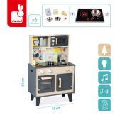 MOZAIKA duża drewniana kuchnia z dźwiękiem, światłem LED i 6 akcesoriami