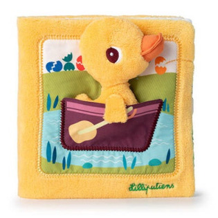 NA FARMIE miękka książeczka aktywizująca z mini-przytulanką Kaczorek Gaspard Lilliputiens 18m+