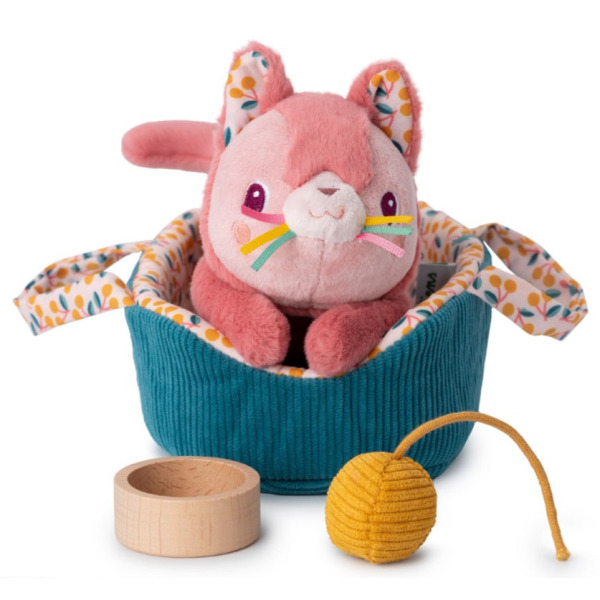 KOTKA JEANNE przytulanka aktywizująca z koszyczkiem i akcesoriami Lilliputiens 12m+