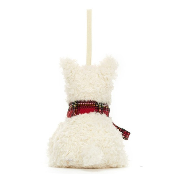 TERRIER KREMOWY pluszowa zawieszka na choinkę 11 cm