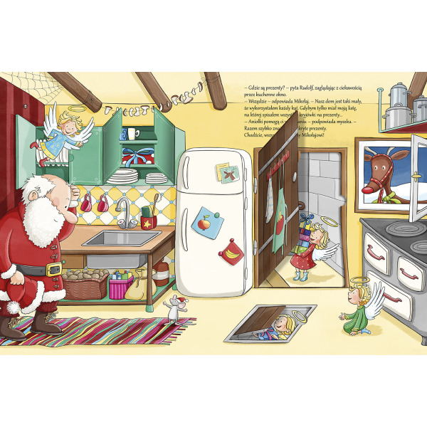 GDZIE SĄ PREZENTY, ŚWIĘTY MIKOŁAJU książka kartonowa z okienkami Anna Taube wyd. JupiJo 2+