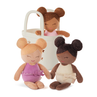 TRIO LALECZEK KĄPIELOWYCH przytulanki w koszyczku Bath Dolls 24 cm