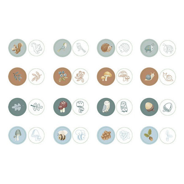 PIECZĄTKI Z TUSZEM zestaw 16 sztuk Forest Friends