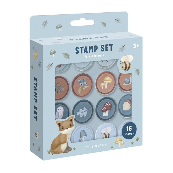 PIECZĄTKI Z TUSZEM zestaw 16 sztuk Forest Friends