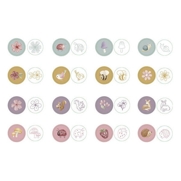 PIECZĄTKI Z TUSZEM zestaw 16 sztuk Fairy Garden