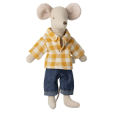 MYSZKA tata w kraciastej koszuli materiałowa przytulanka 15 cm