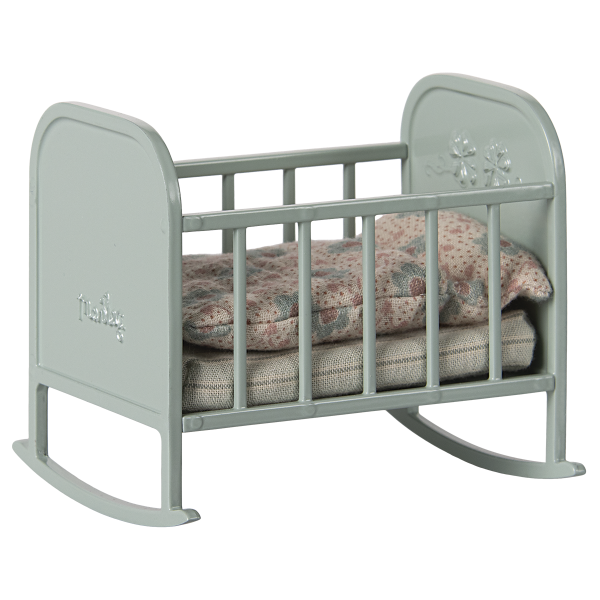 METALOWA KOŁYSKA vintage z akcesoriami Mięta niebieska