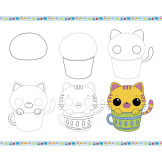 NAUKA RYSOWANIA krok po kroku zestaw kreatywny z brokatowymi markerami 20 rysunków i kolorowanek