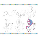 NAUKA RYSOWANIA krok po kroku zestaw kreatywny z brokatowymi markerami 20 rysunków i kolorowanek