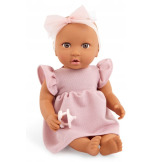 NIEMOWLĘ lalka ze smoczkiem sukience i opasce oliwkowa karnacja 35 cm