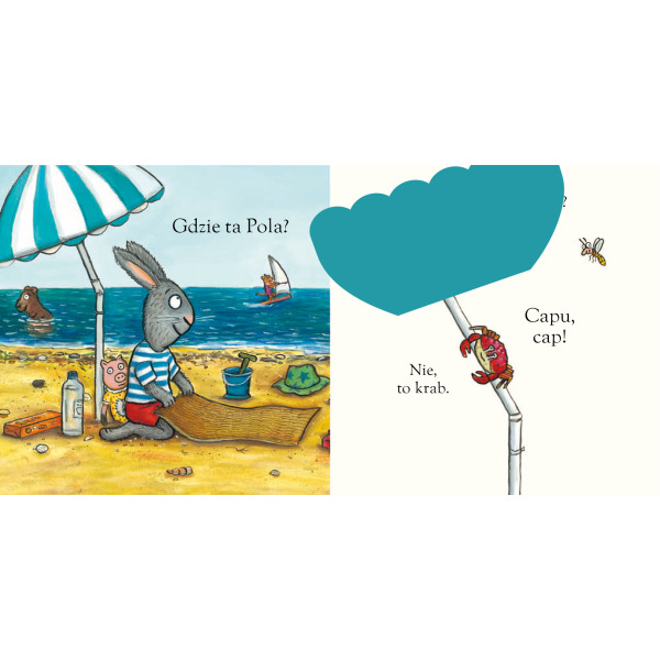 A KUKU! NA PLAŻY. POLA I PIOTRUŚ książeczka sensoryczna Axel Scheffler