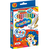 KREDKI OŁÓWKOWE w drewnianej oprawie 12 kolorów Z TEMPERÓWKĄ Bambino