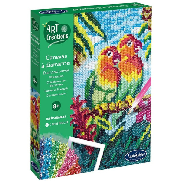 PAPUŻKI NIEROZŁĄCZKI obrazek do ozdabiania cyrkoniami zestaw kreatywny SentoSphere 8+