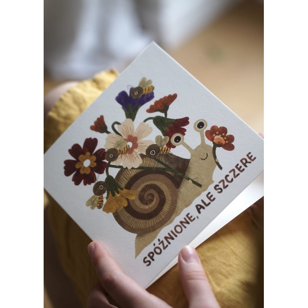 SPÓŹNIONE, ALE SZCZERE kartka okolicznościowa na urodziny/imieniny