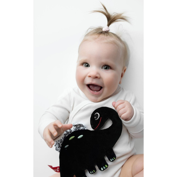 DINOZAUR szeleszcząca szmatka kontrastowa przytulanka