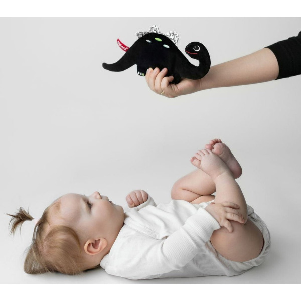 DINOZAUR szeleszcząca szmatka kontrastowa przytulanka