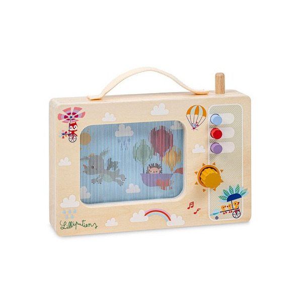 TELEWIZOR drewniana animowana pozytywka Smok Joe