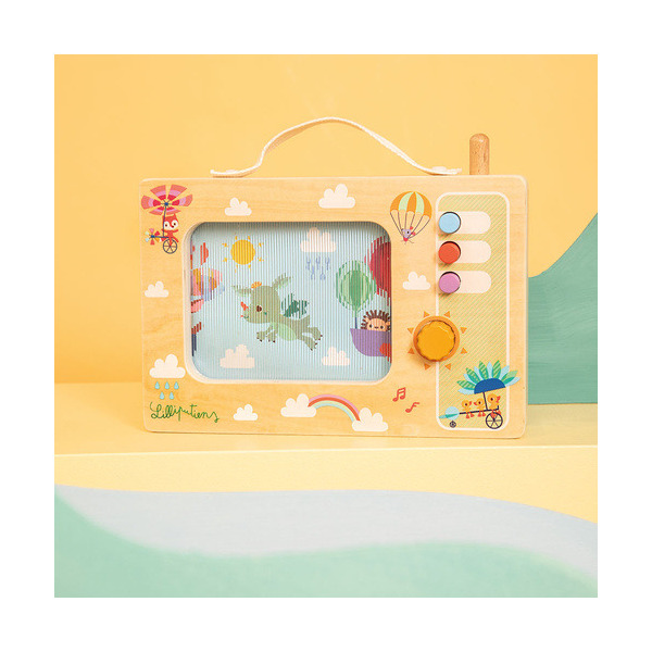 TELEWIZOR drewniana animowana pozytywka Smok Joe