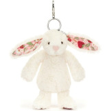 KREMOWY KRÓLICZEK Z KWIECISTYMI USZAMI zawieszka breloczek Berry Bunny 18 cm