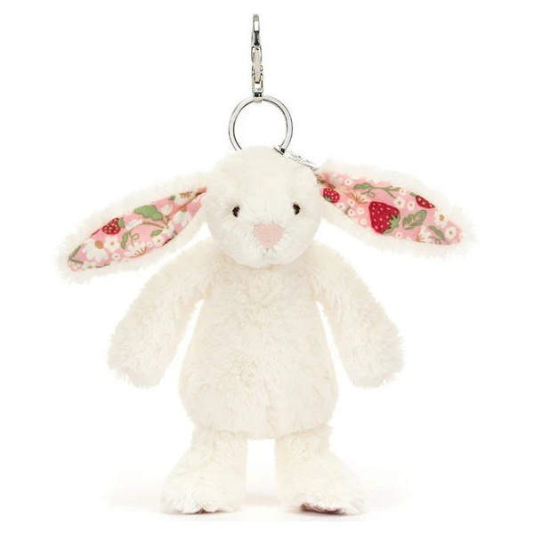 KREMOWY KRÓLICZEK Z KWIECISTYMI USZAMI zawieszka breloczek Berry Bunny 18 cm