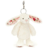 KREMOWY KRÓLICZEK Z KWIECISTYMI USZAMI zawieszka breloczek Berry Bunny 18 cm