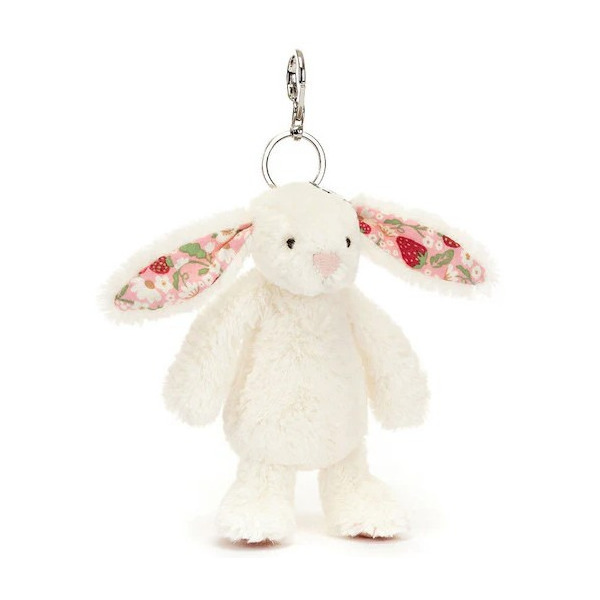 KREMOWY KRÓLICZEK Z KWIECISTYMI USZAMI zawieszka breloczek Berry Bunny 18 cm