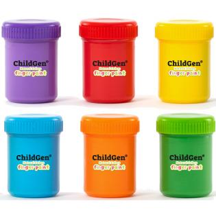 FARBY DO MALOWANIA PALCAMI łatwozmywalne ZESTAW 6 kolorów x 50 ml ChildGen 18m+
