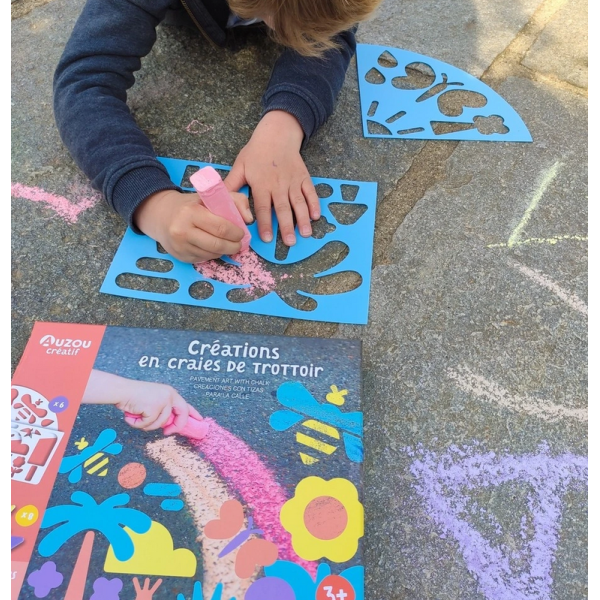 ZESTAW KREATYWNY z kredą chodnikową i szablonami Auzou 3+