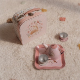 SERWIS DO HERBATY W WALIZECZCE metalowy zabawa w dom 6 el. Fairy Garden