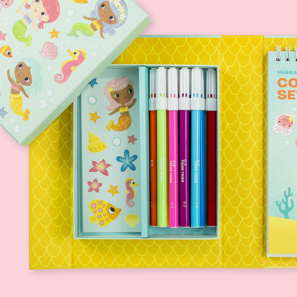 SYRENKI zestaw kolorowanek z pisakami i naklejkami zestaw kreatywny Tiger Tribe 4+