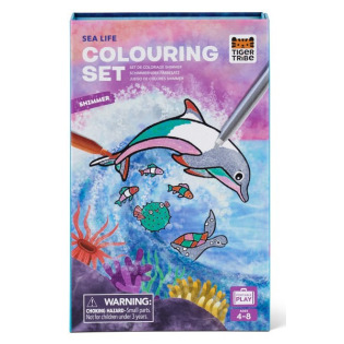 MORSKIE ZWIERZAKI zestaw błyszczących kolorowanek z pisakami zestaw kreatywny Tiger Tribe 4+