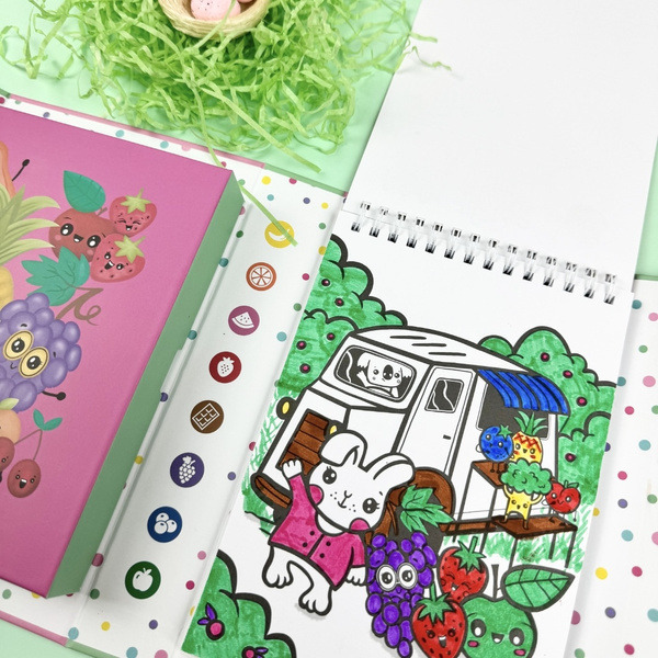 OWOCKI zestaw pachnących kolorowanek z pisakami zestaw kreatywny