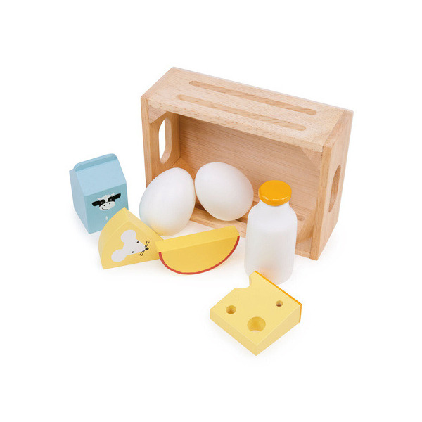 SKRZYNKA Z ART. MLECZARSKIMI drewniane artykuły spożywcze