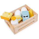 SKRZYNKA Z ART. MLECZARSKIMI drewniane artykuły spożywcze