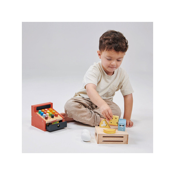 SKRZYNKA Z ART. MLECZARSKIMI drewniane artykuły spożywcze