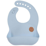 SMILE niebieski silikonowy śliniak z kieszonką Happy Rascals sky blue