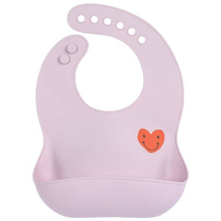 HEART różowy silikonowy śliniak z kieszonką Happy Rascals lavender