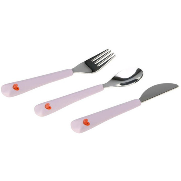 HEART zestaw sztućców ze stali nierdzewnej 3-częściowy, widelec, łyżka, nóż Happy Rascals lavender