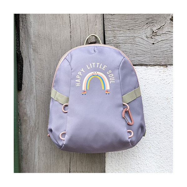 RAINBOW mini plecak dla przedszkolaka z paskiem na klatkę piersiową Tiny Outdoor pastel lilac