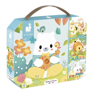 ZWIERZĄTKA PURE puzzle progresywne w walizce 4 układanki – 6, 9, 12 i 16 el. 2+