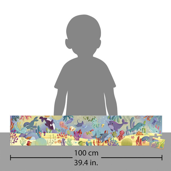 MORSKIE STWORZENIA tekturowe puzzle panoramiczne w walizce 36 el.