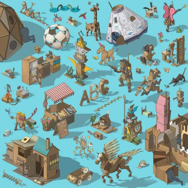 Zestaw narzędzi do konstruowania z kartonu DIY Makedo - CREATE 260 el.