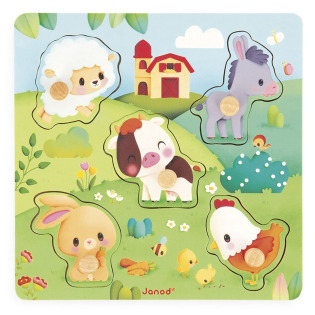 FARMA drewniana układanka sensoryczna z uchwytami 7 el.